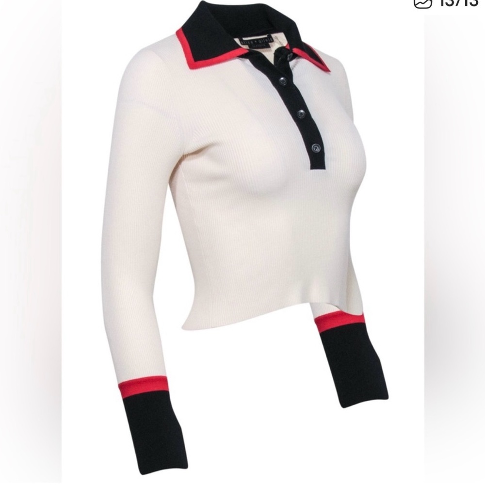 Alice + Olivia 💕 Cream and Black Sweater 💕 Contrast Collar 💕 EUC